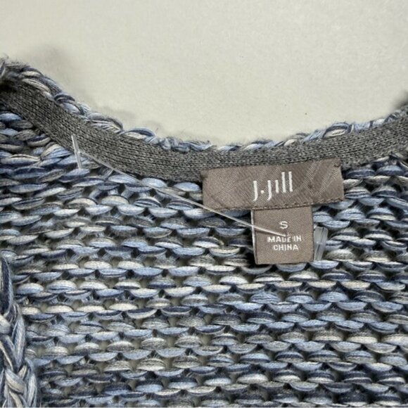J. Jill Open Front Blue Marled Long Sleeve Knit Cardigan Sweater 100% Cotton S - Picture 6 of 7